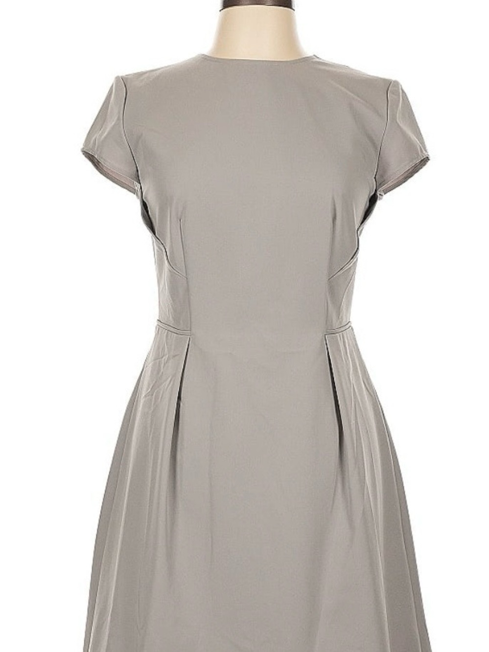 Ava & Aiden Light Gray Cap-Sleeve Fit and Flare Midi Dress